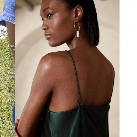 Banana Republic Edina Silk Midi Dress New Hunter Green large Tall L T 100% Silk - Picture 3 of 10